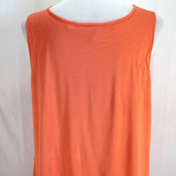 Linea Louis Dell Olio Mixed Media Swing Tank Top Womens Sz L Orange Chiffon Trim - Picture 6 of 7